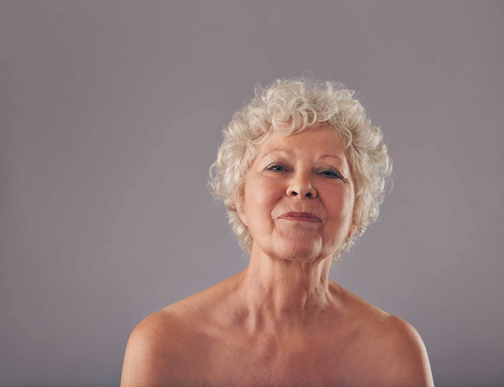 A portrait of a confident older woman